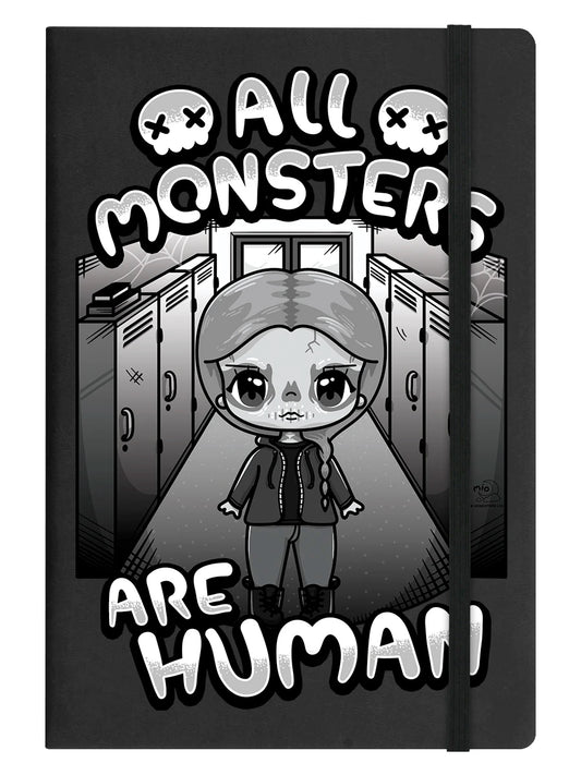 Mio Moon – „All Monsters Are Human“ – Schwarzes A5-Notizbuch mit festem Einband