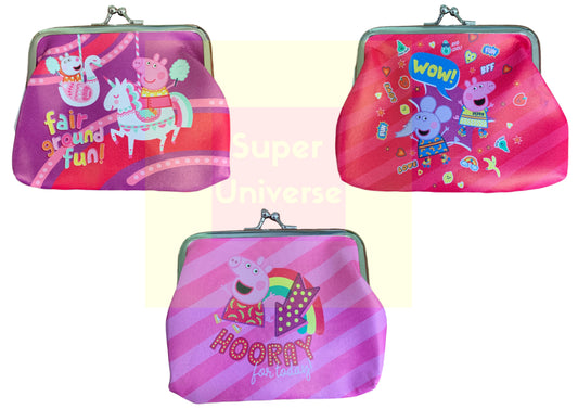 Peppa Pig Licensed Coin Purse – 3 Cute Designs – Metal Clasp – Official Kids Wallet