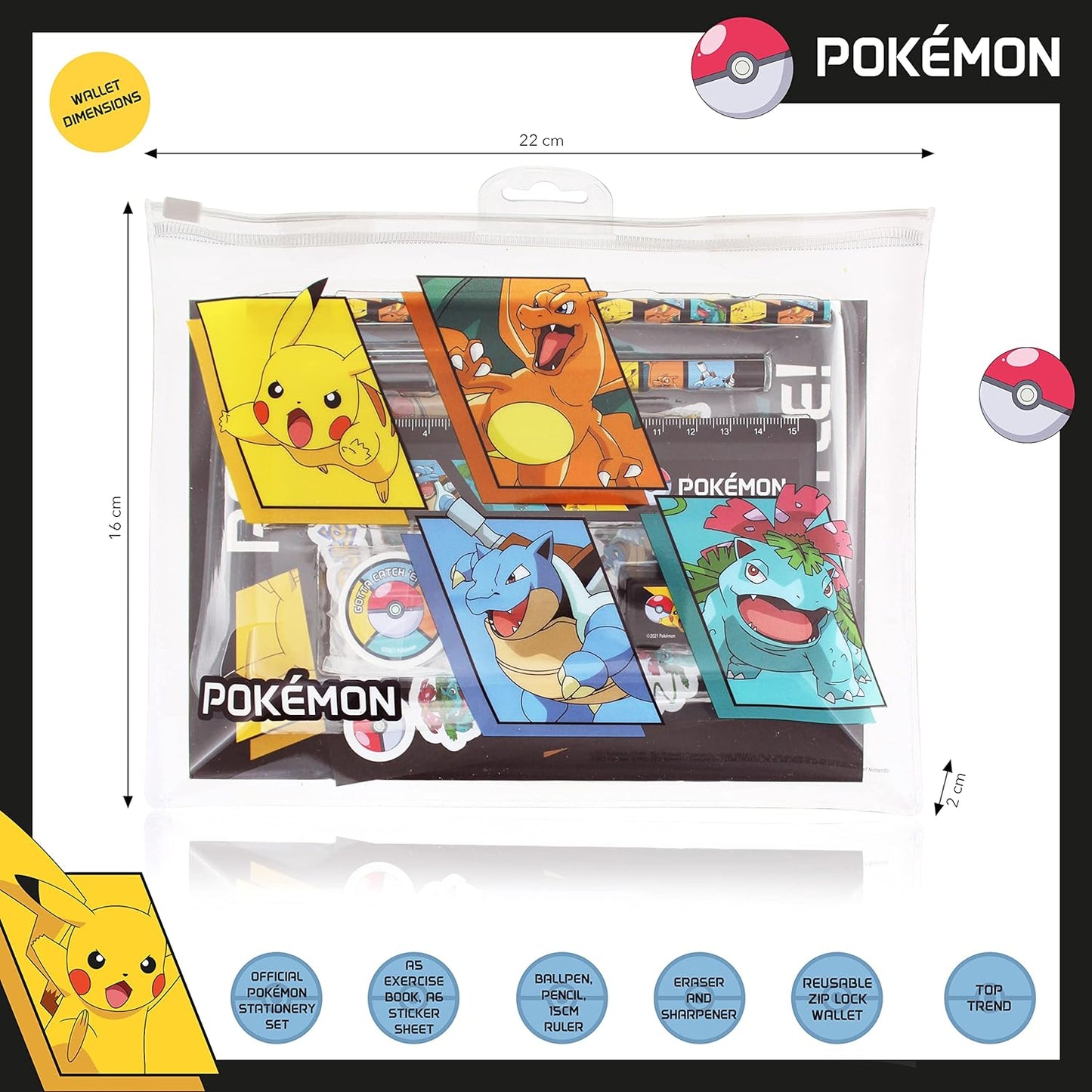 Pokemon Licensed 8 Piece Stationery Set