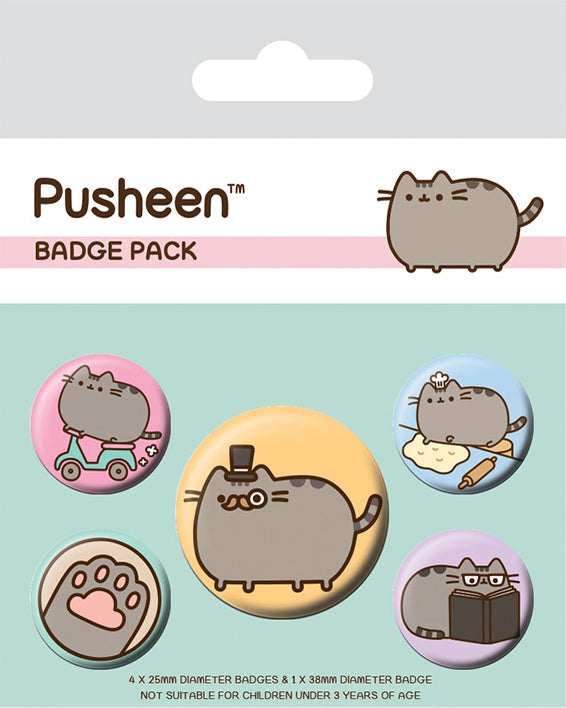 Pusheen Fancy Hat set of 5 Pin Badges