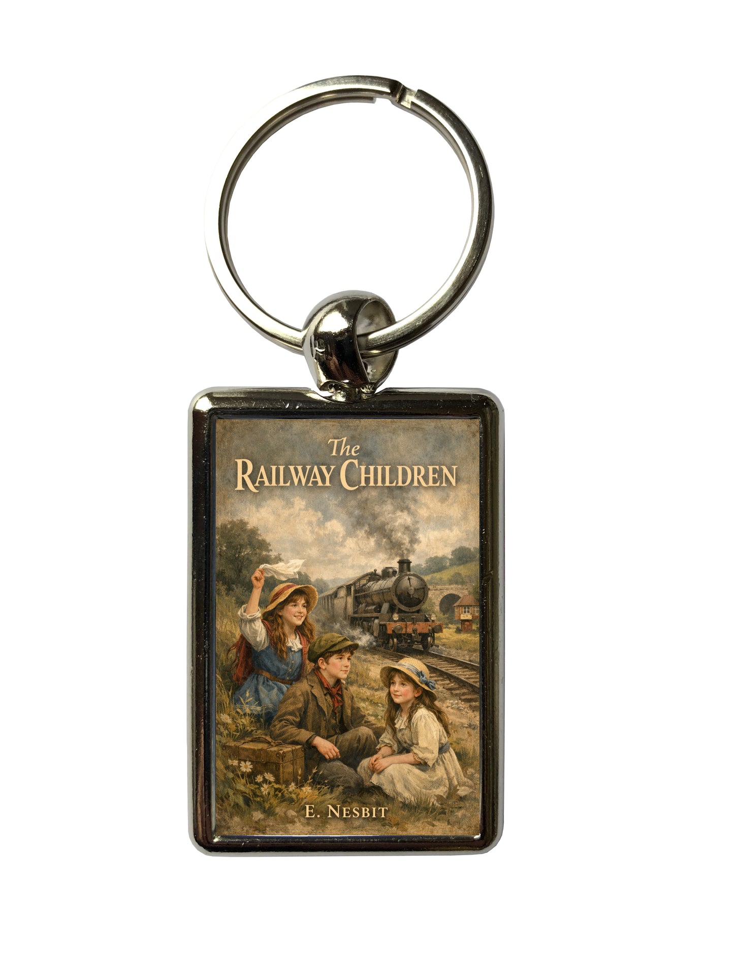 The Railway Children by E. Nesbit classic book-cover metal keyring