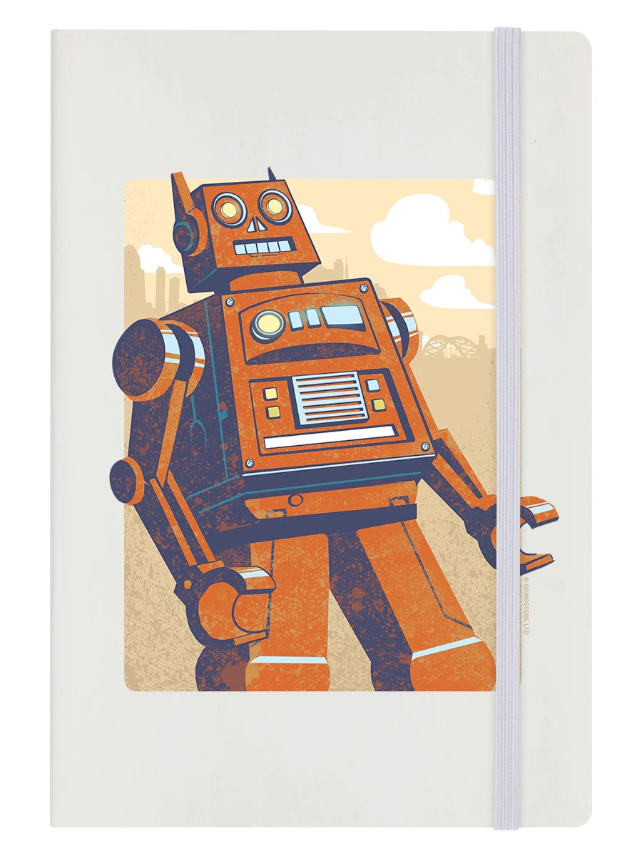 Orange Robot A5 Cream Hard Cover Notebook