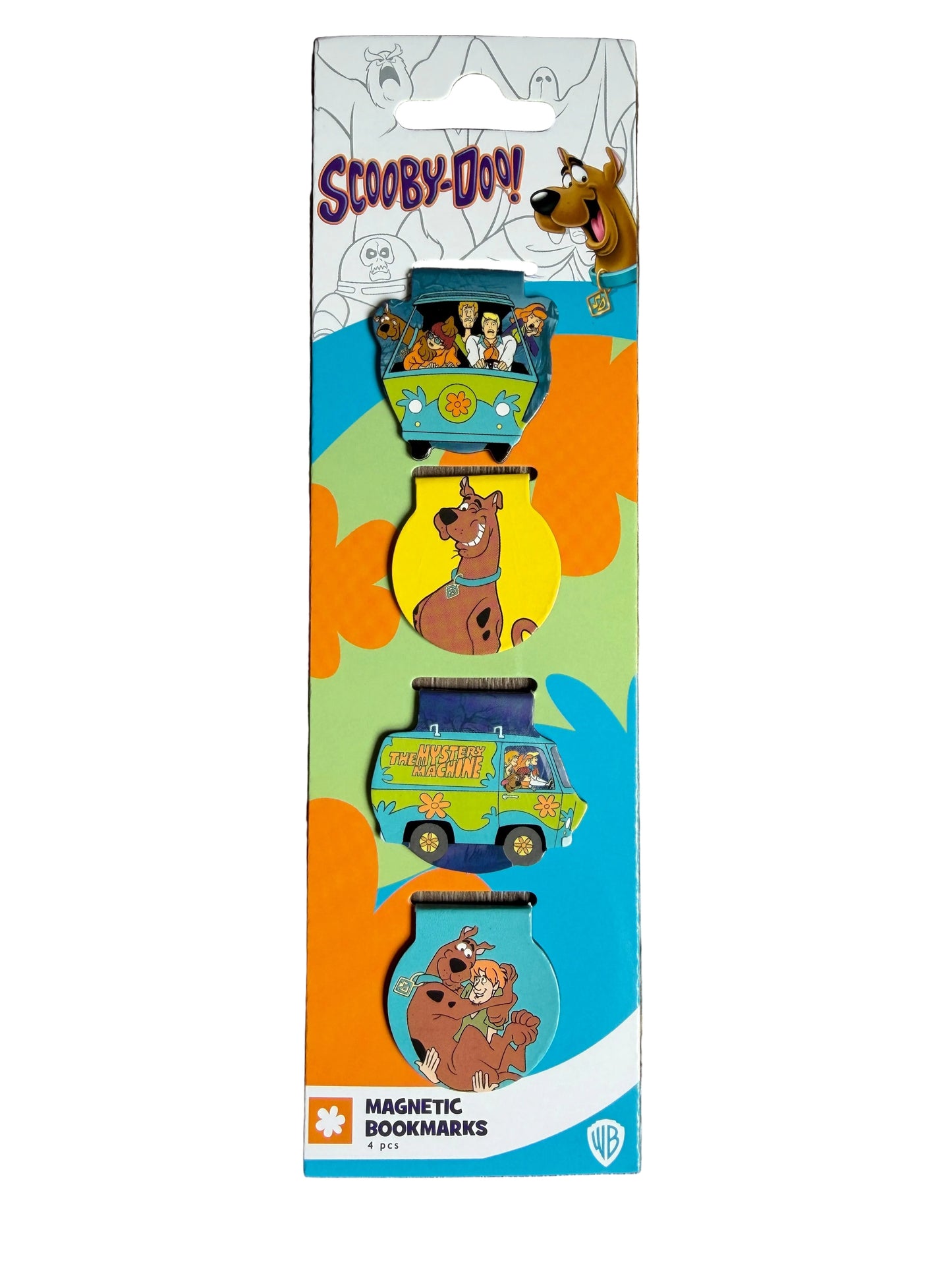 Scooby-Doo magnetic bookmarks packaging with cartoon characters on a white background