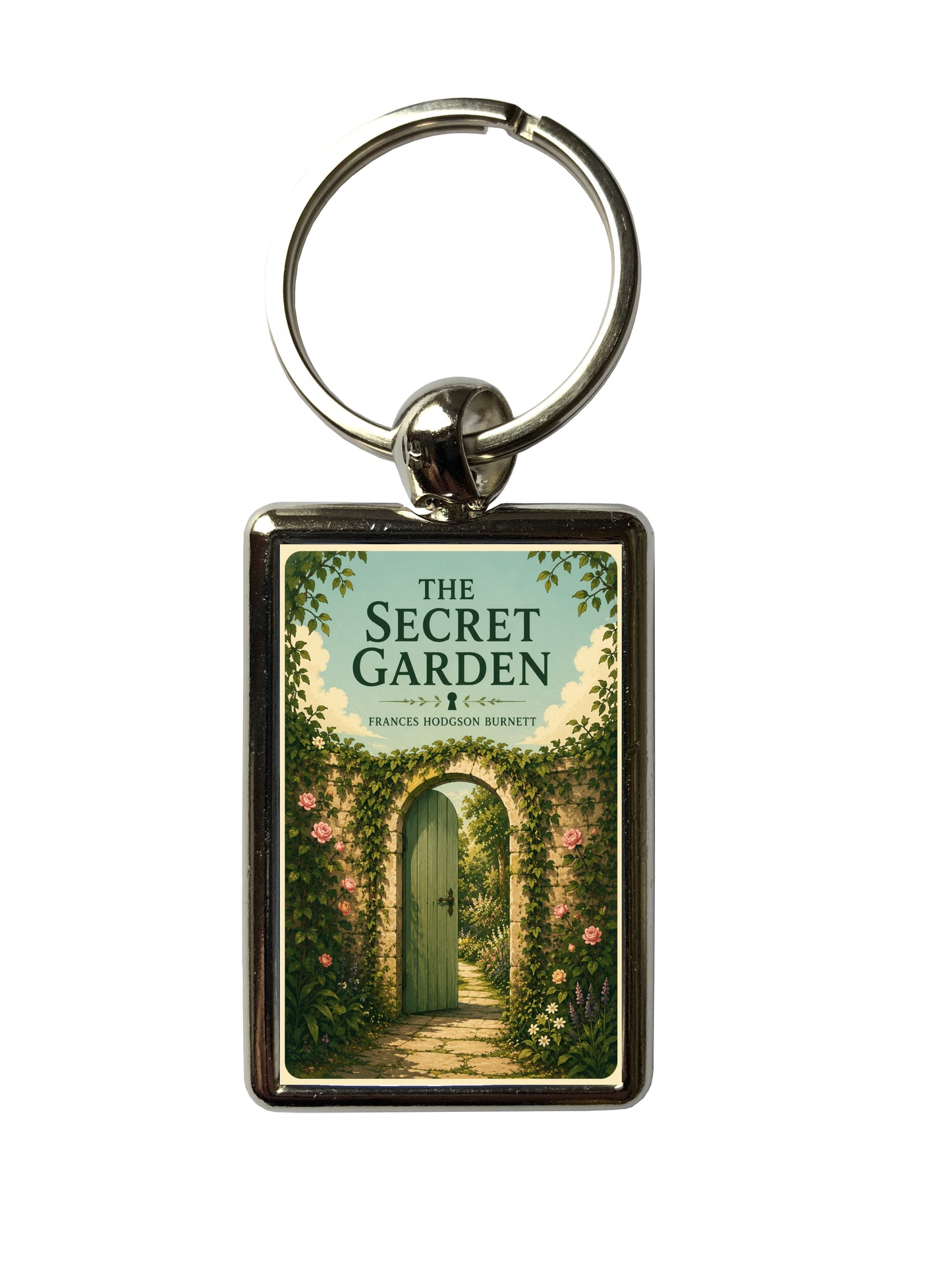 The Secret Garden Gate design book-cover metal keyring by Frances Hodgson Burnett