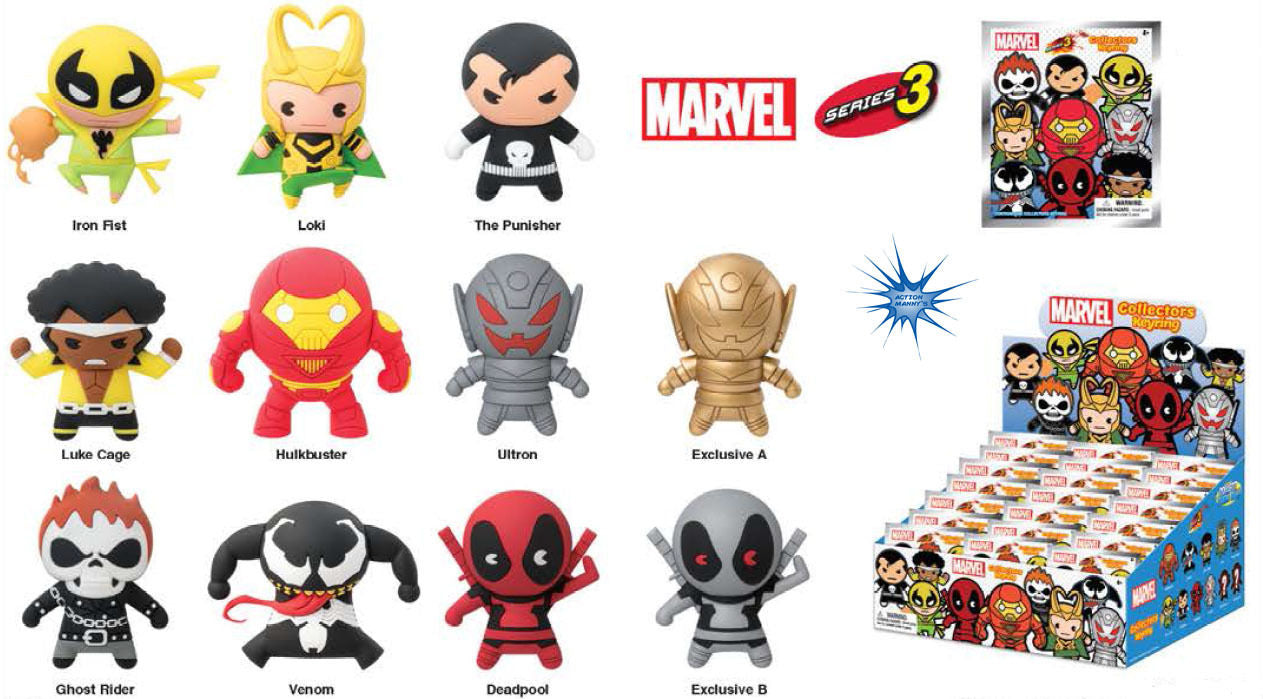 Porte-clés figurine 3D Marvel - Pack mystère de la série 3