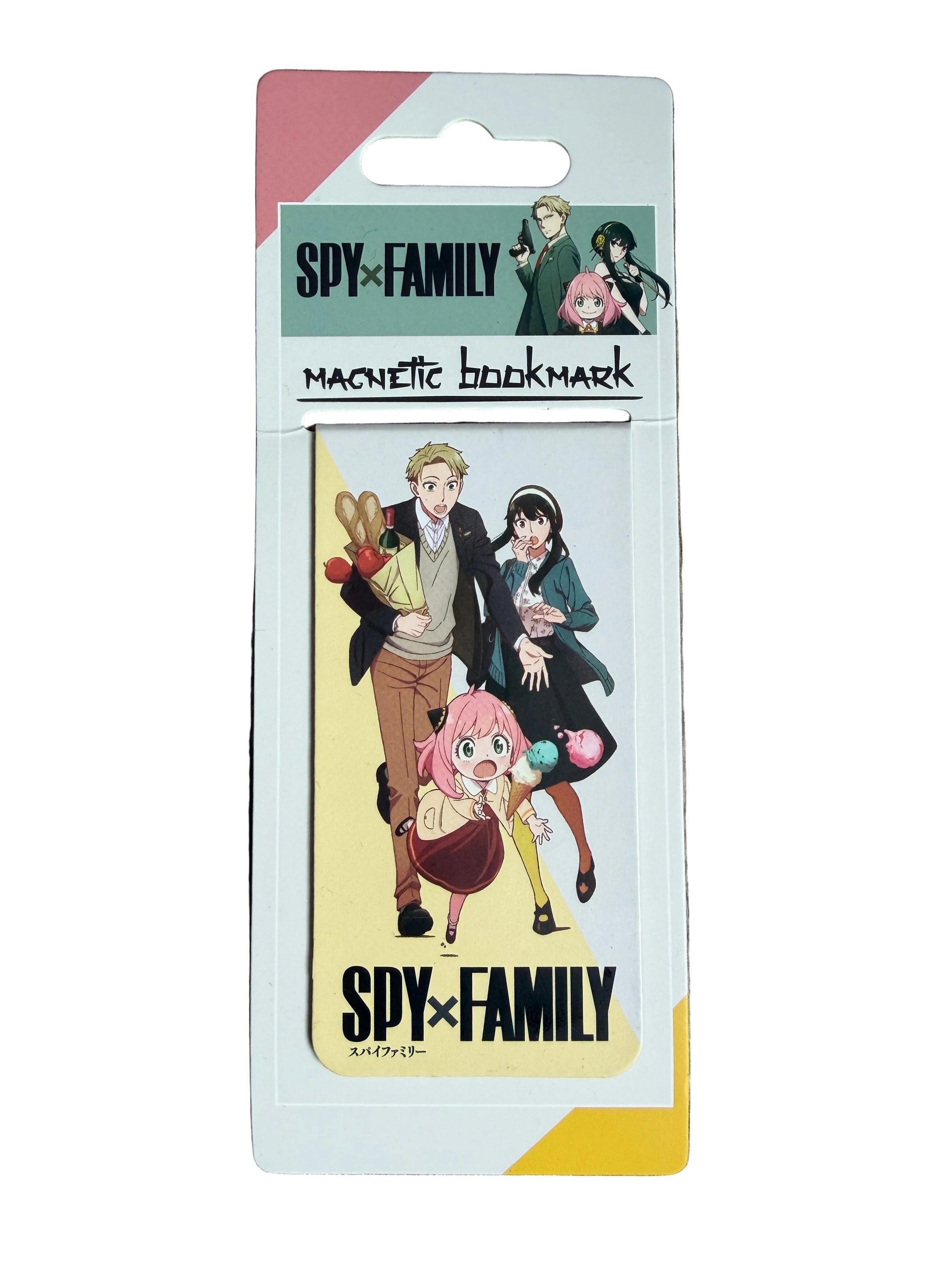 Spy x Family magnetic bookmark packaging with characters on a white background