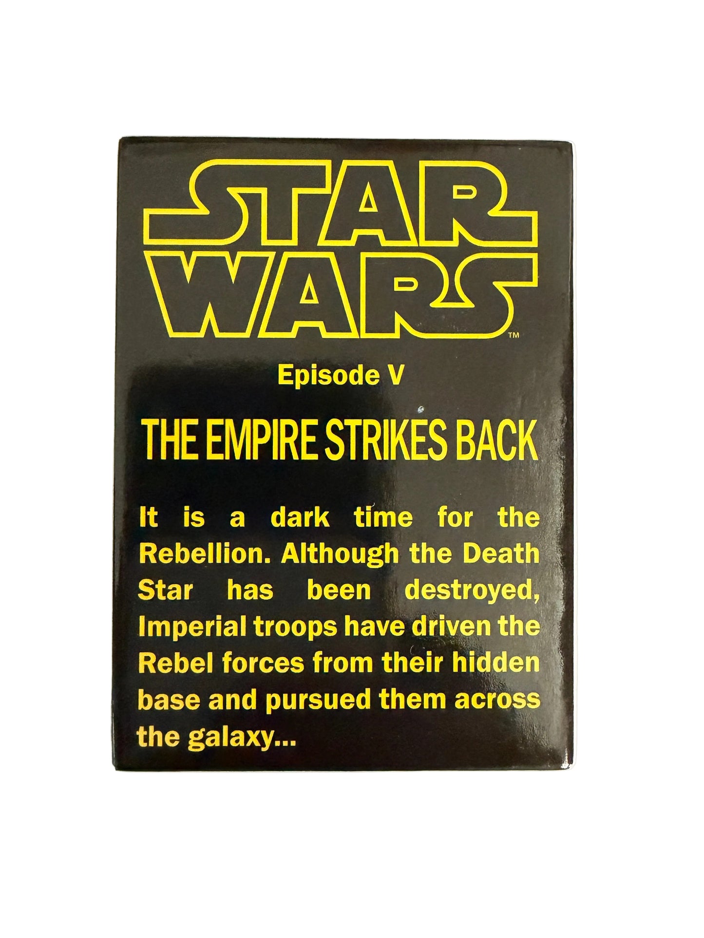 Star Wars book cover with yellow text on a black background