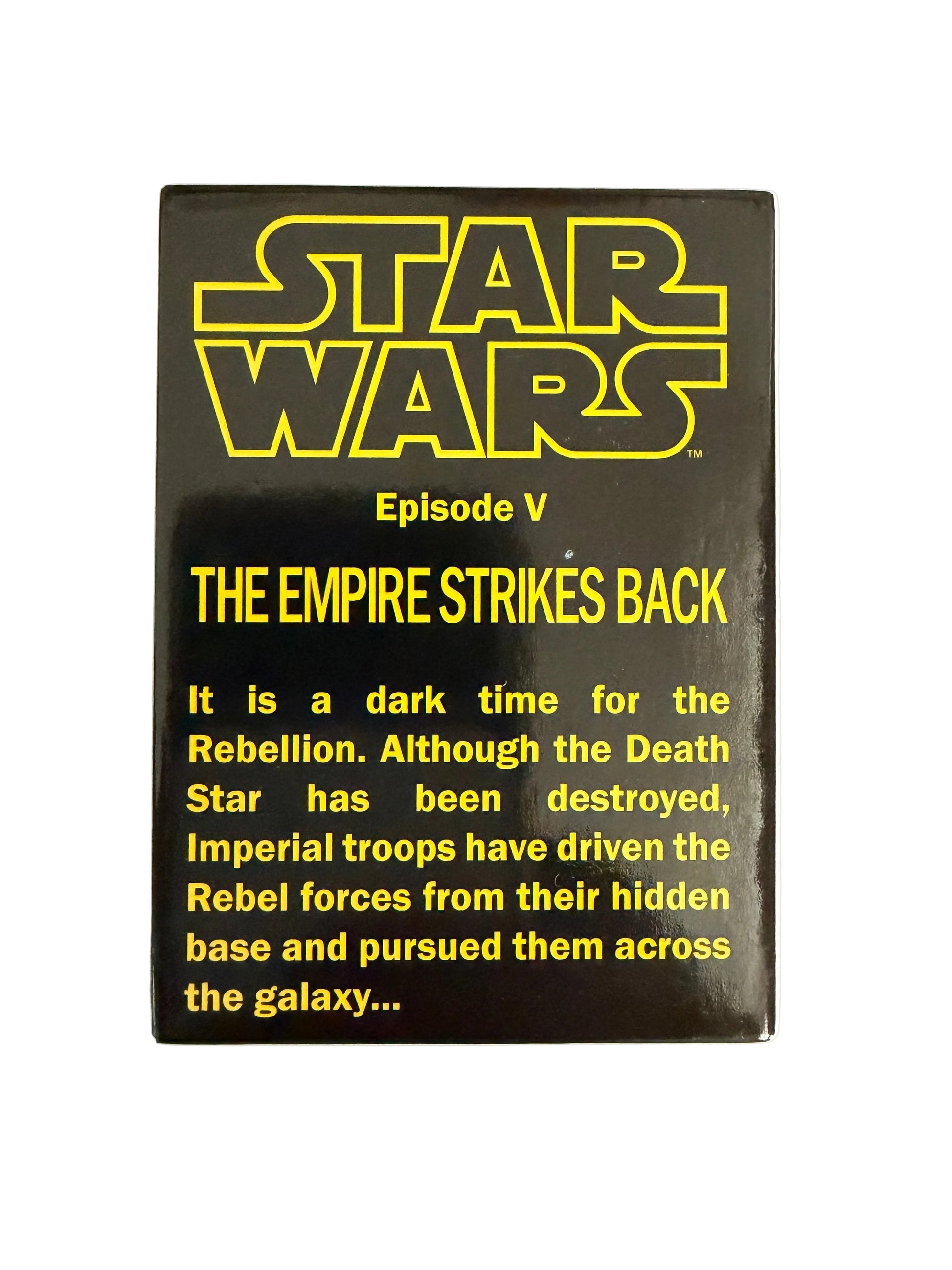 Star Wars book cover with yellow text on a black background