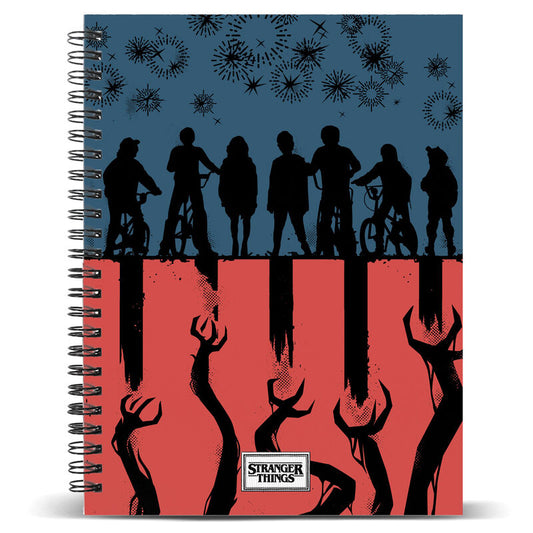 Carnet de notes/journal à couverture rigide avec reliure spirale Motif drapeau Stranger Things A5