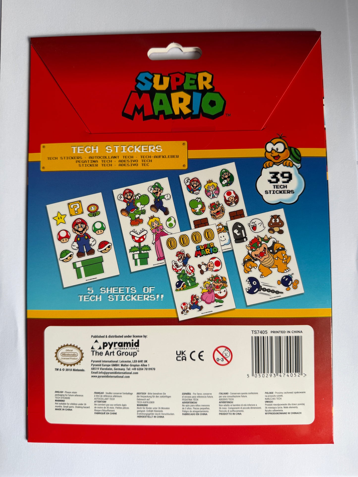 Super Mario sticker pack with character illustrations on a white background