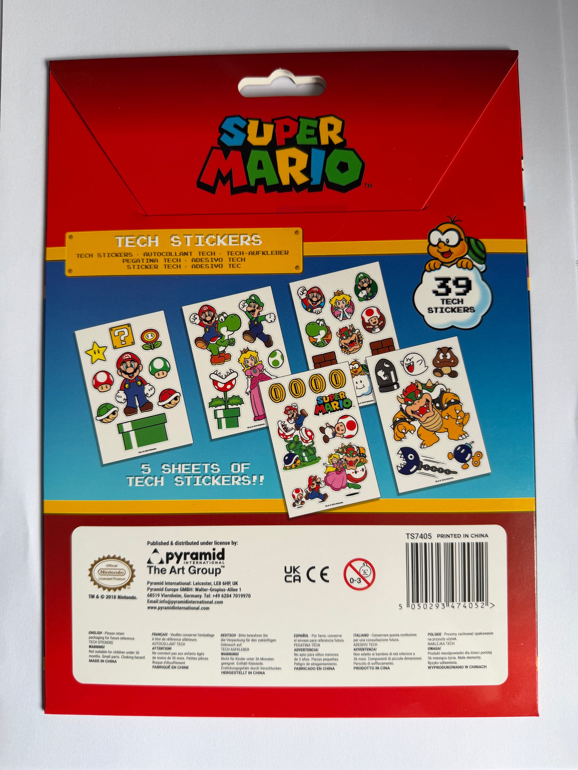 Super Mario sticker pack with character illustrations on a white background