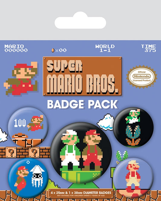 Super Mario Bros. set of 5 Pin Badges