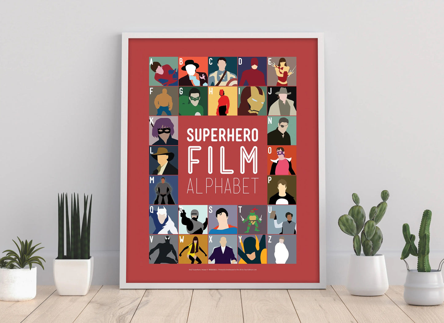 Pop Art Prints Superheldenfilm A bis Z Alphabet-Kunstdruck, 27,9 x 35,6 cm