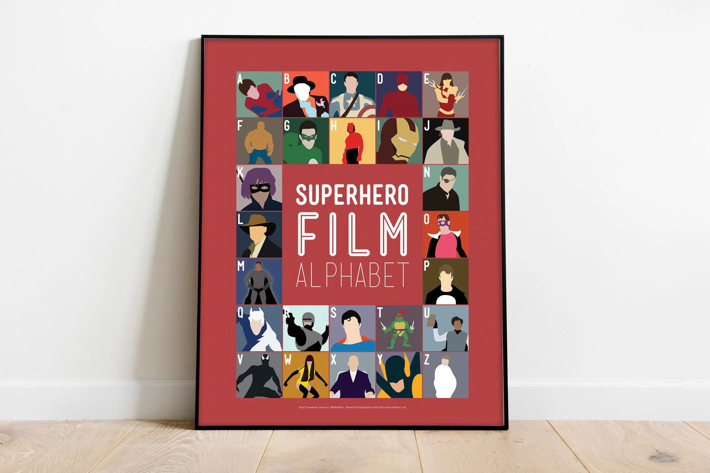 Pop Art Prints Superheldenfilm A bis Z Alphabet-Kunstdruck, 27,9 x 35,6 cm