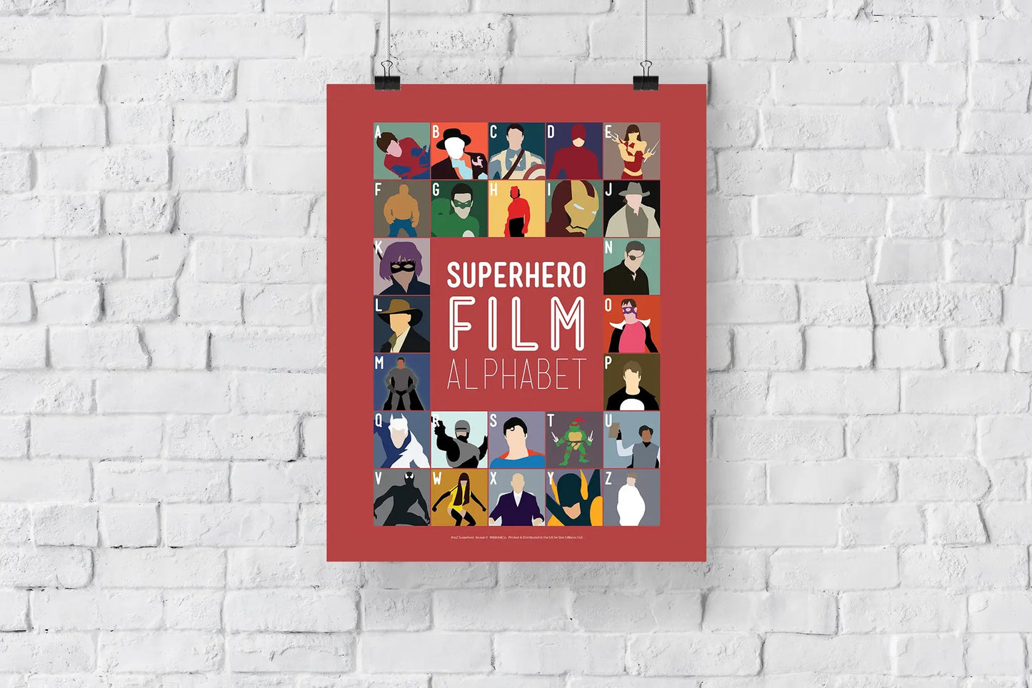 Superhero Movie A to Z Alphabet Pop Art Print 11 x 14 inches