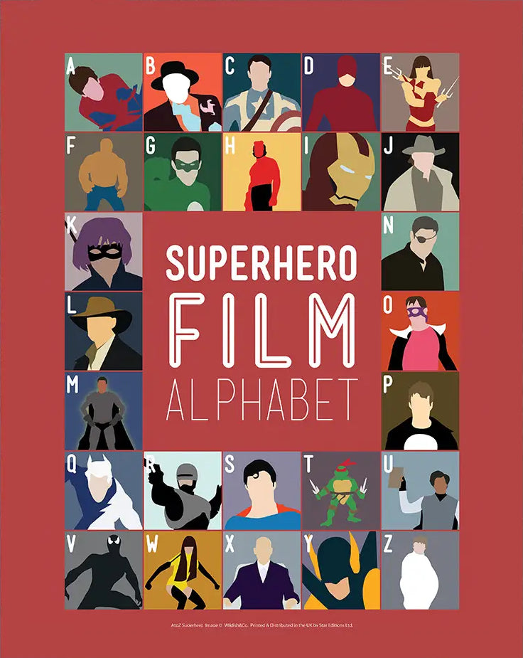 Superhero Movie A to Z Alphabet Pop Art Print 11 x 14 inches