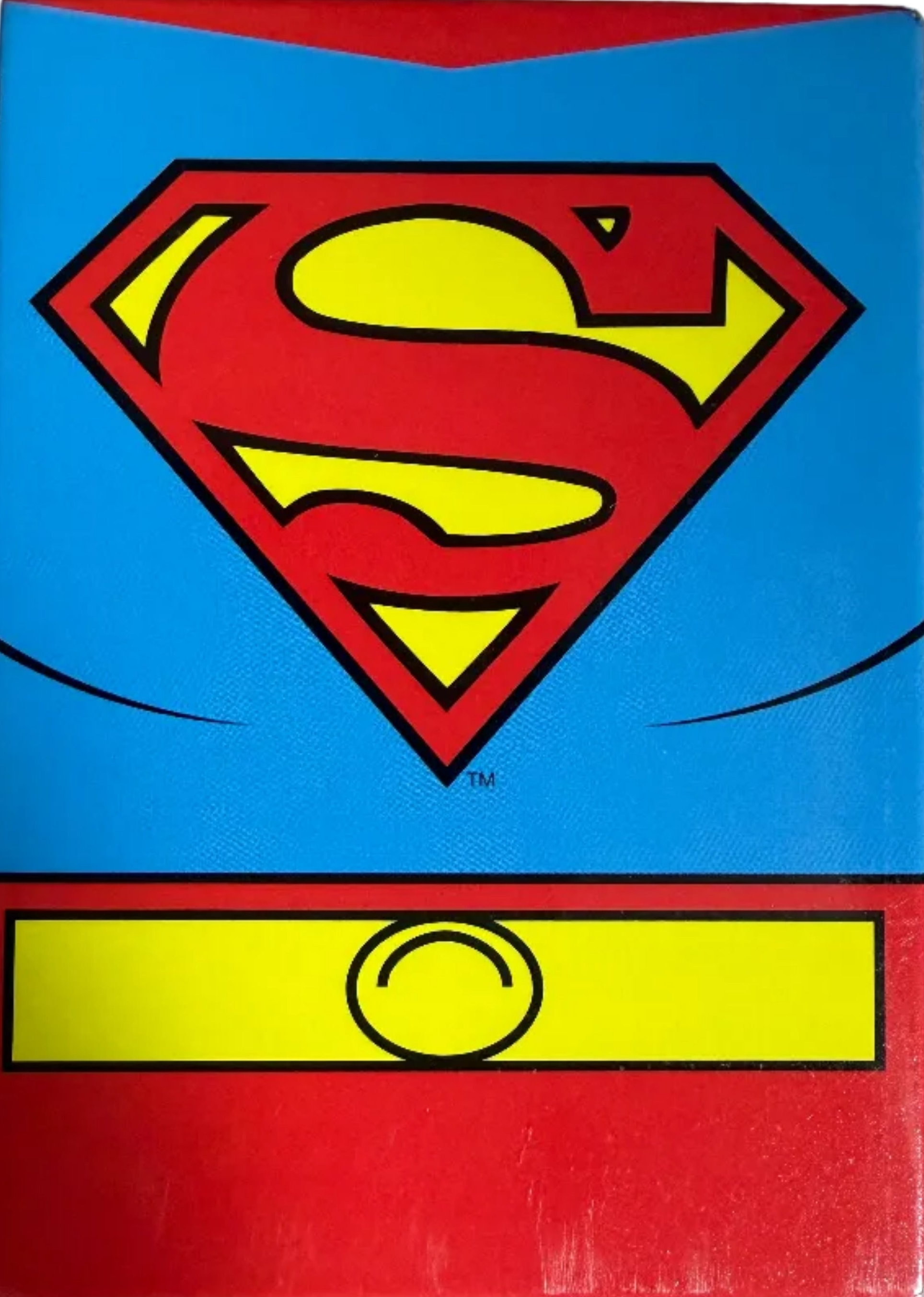 Superman logo on a blue and red background