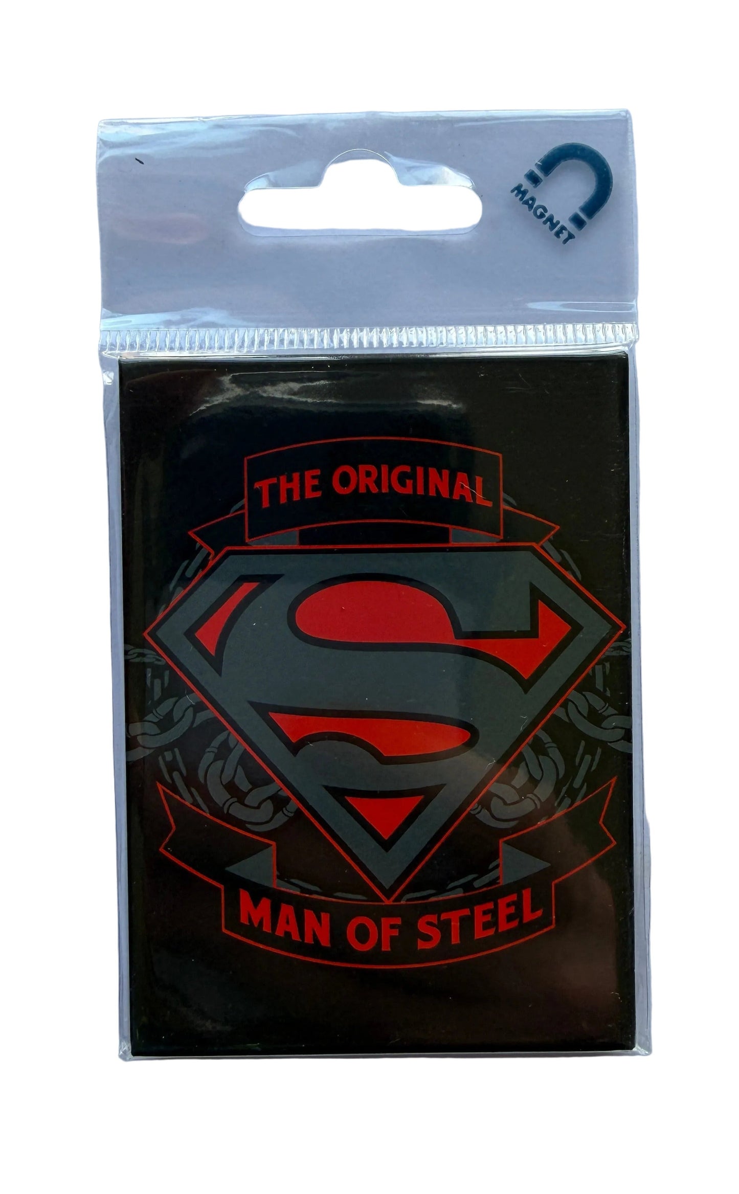 Superman logo with 'The Original Man of Steel' text in packaging on a white background