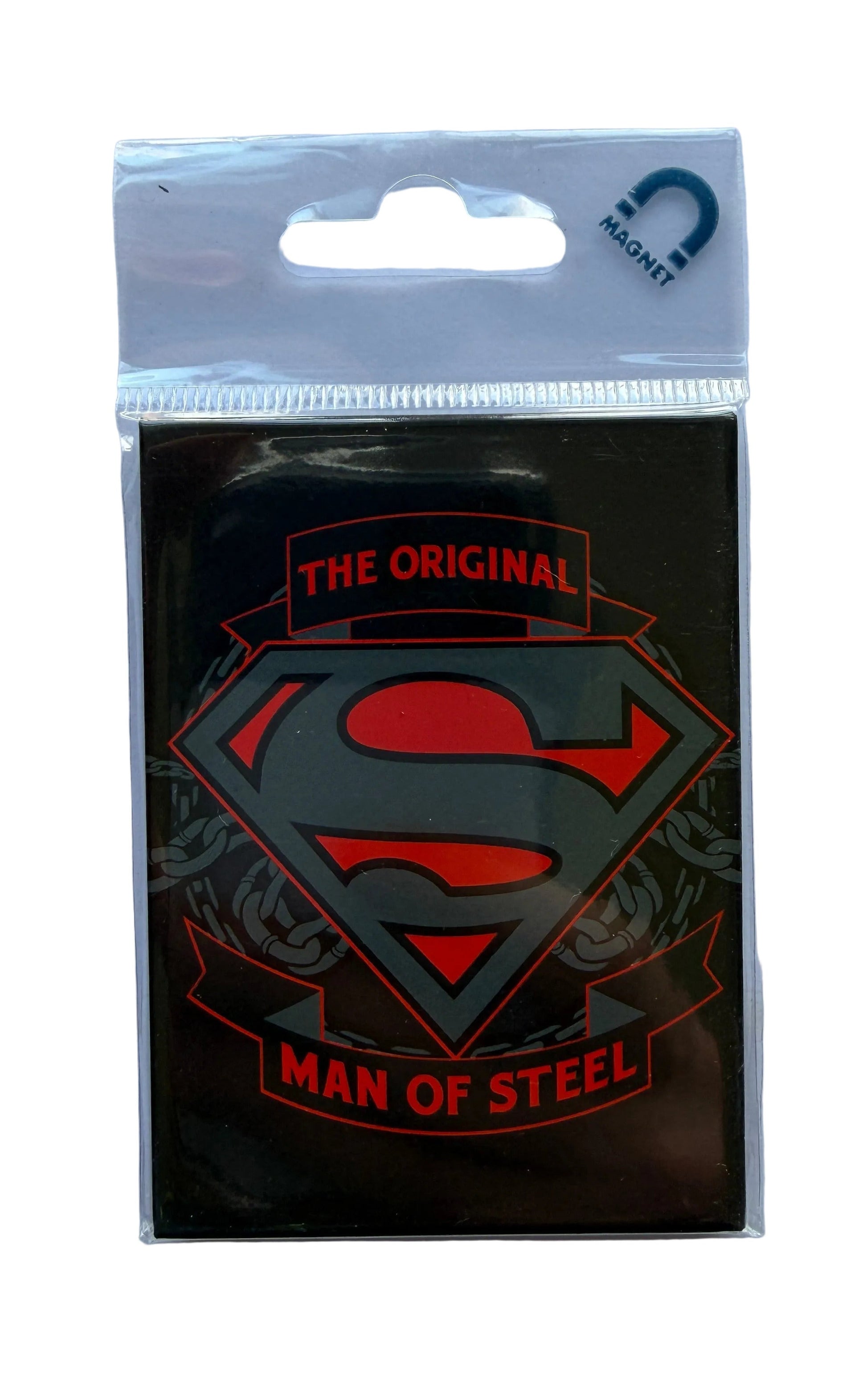 Superman logo with 'The Original Man of Steel' text in packaging on a white background