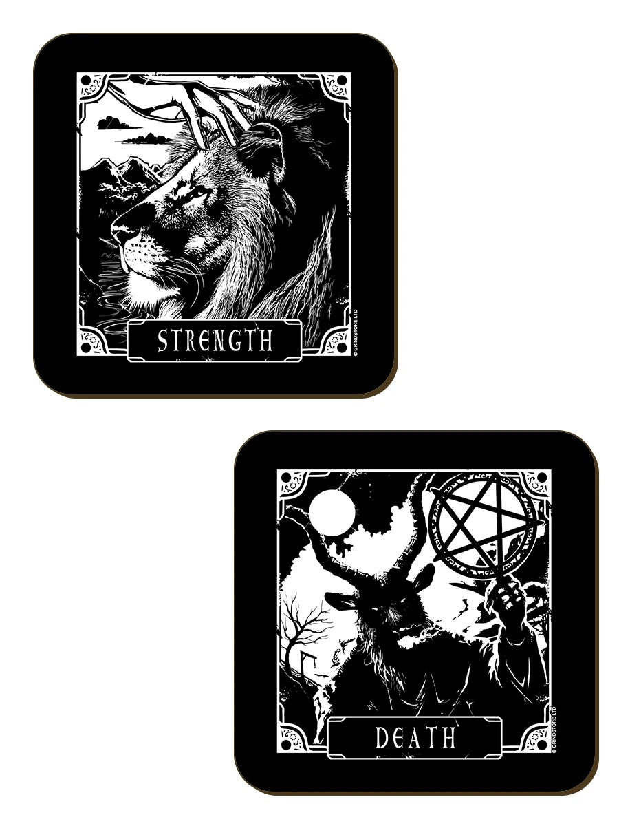 Lot de 4 sous-verres Deadly Tarot Death, The Devil, Strength &amp; The Great Priestess