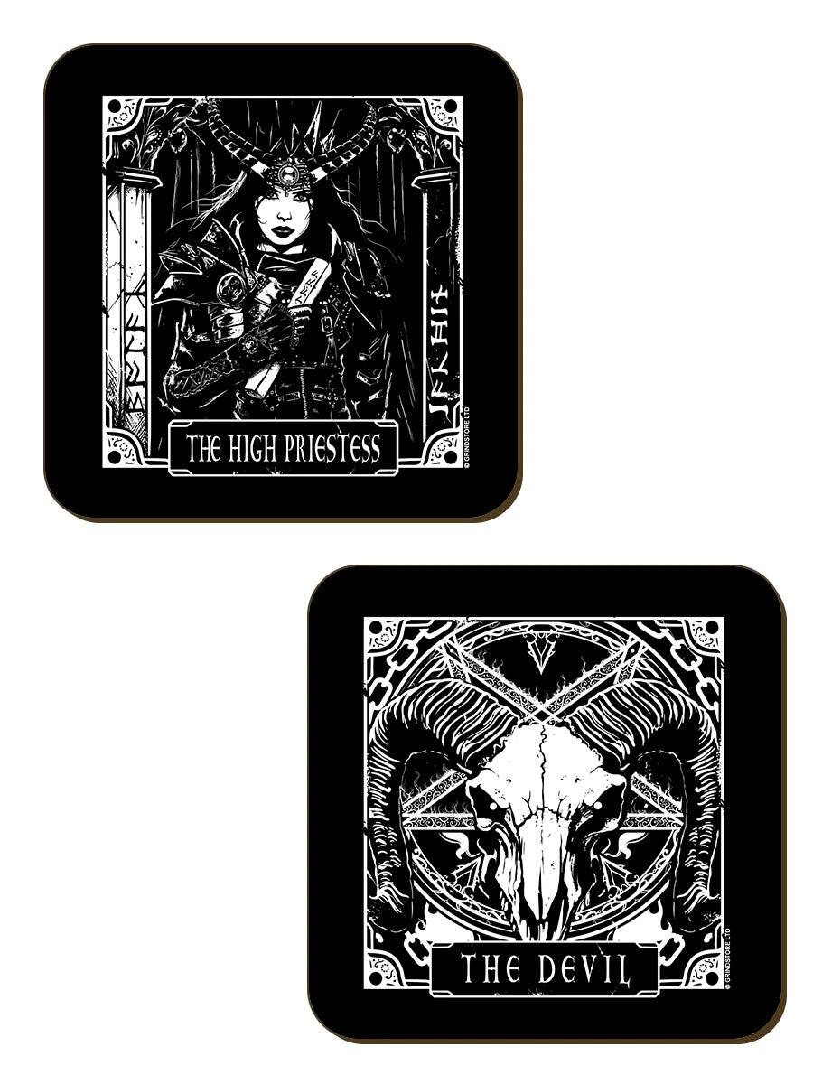 Lot de 4 sous-verres Deadly Tarot Death, The Devil, Strength &amp; The Great Priestess