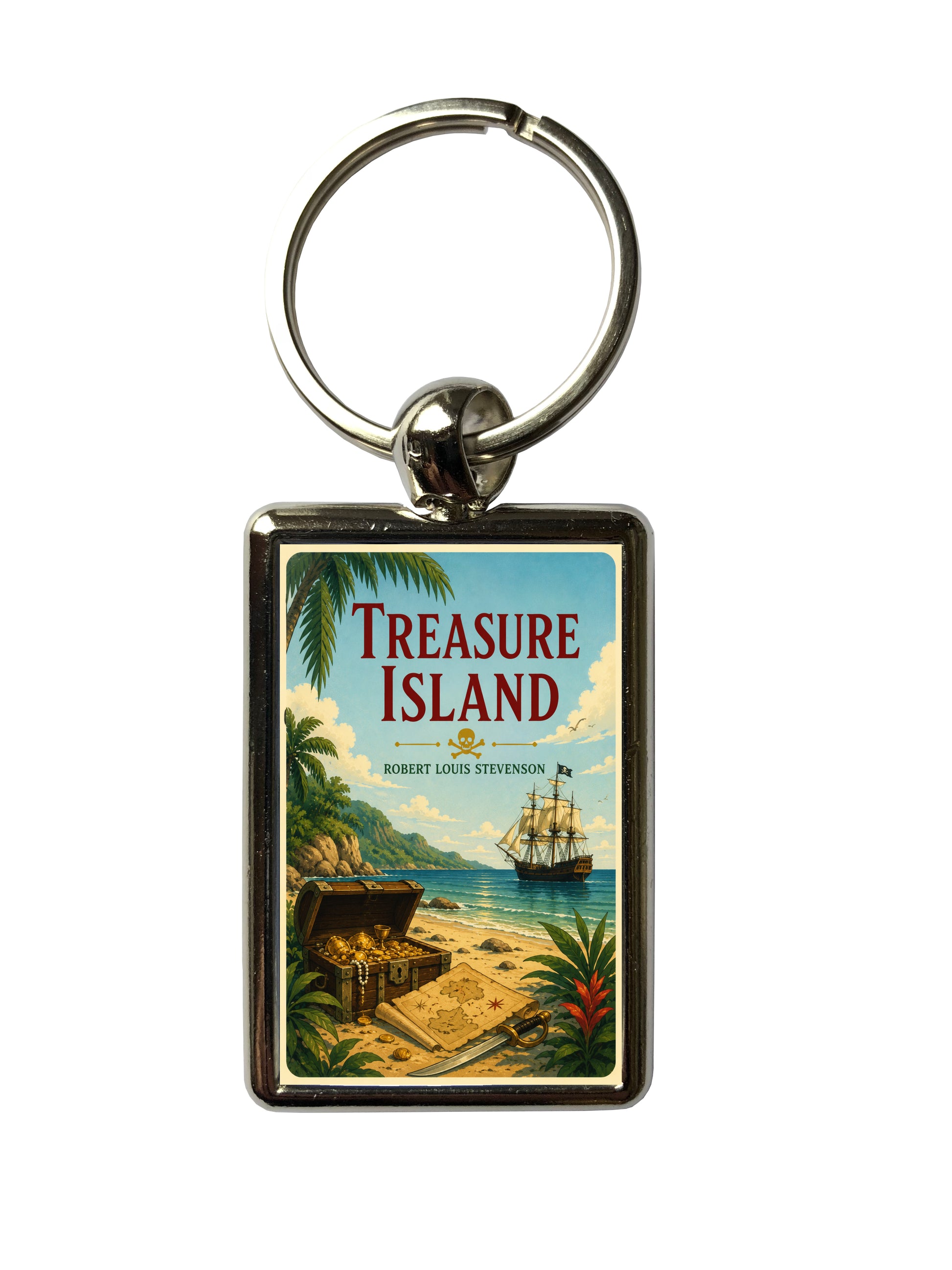 Treasure Island by Robert Louis Stevenson classic book-cover metal keyring