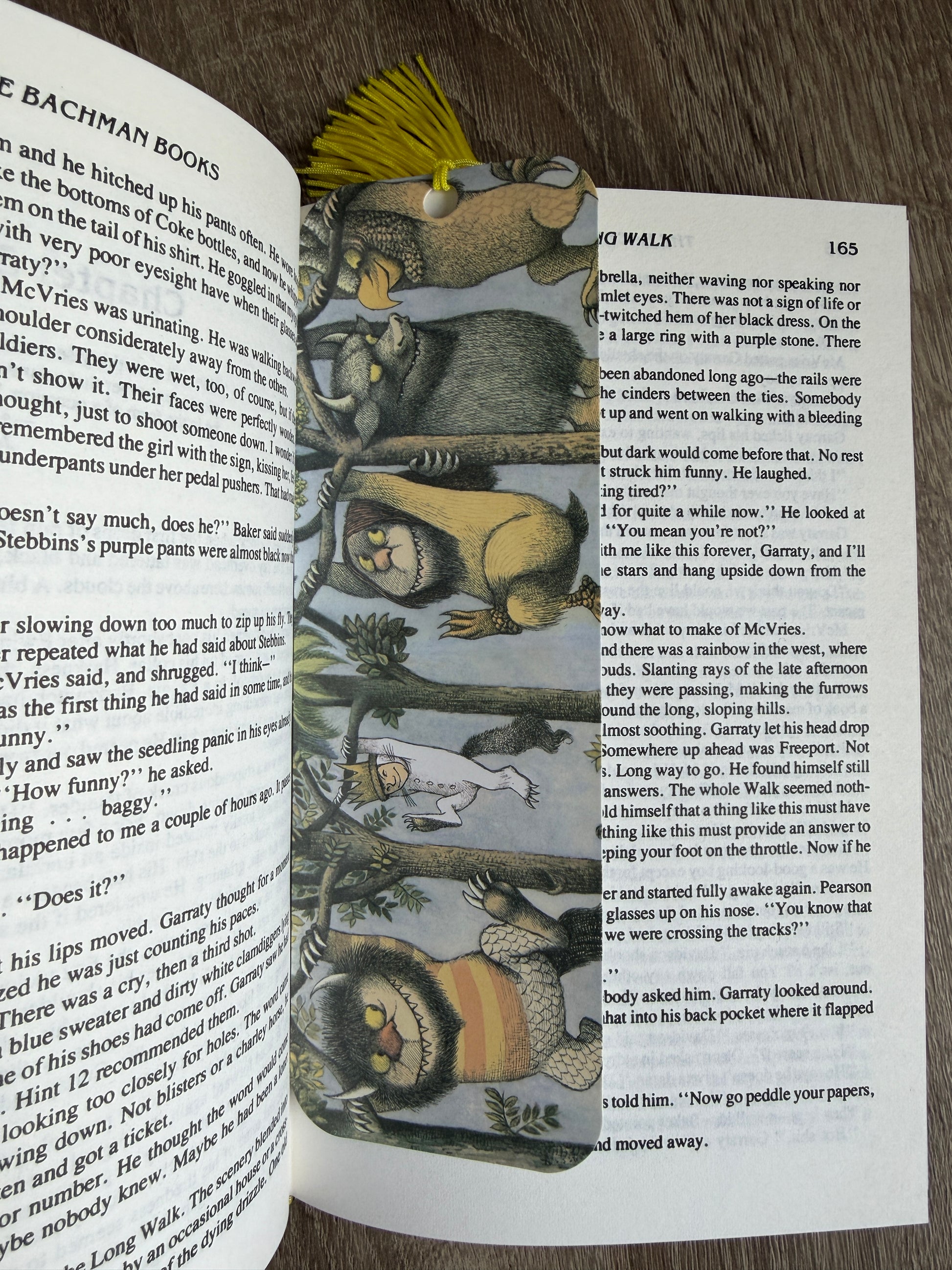 Open book with illustrations of animals on a wooden surface