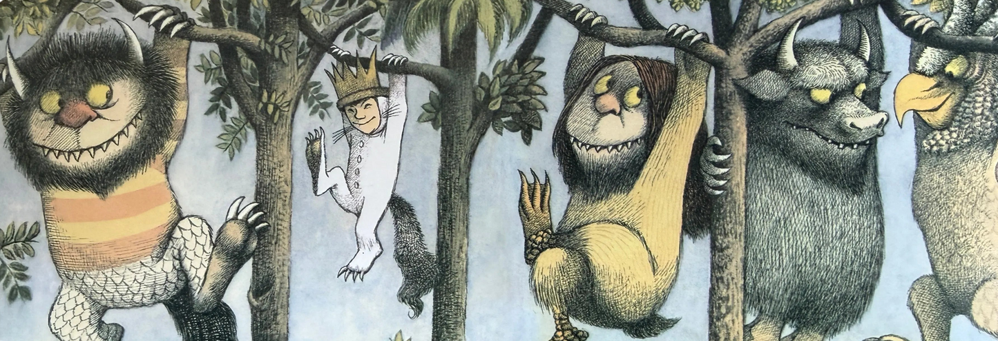 Illustrations of characters from 'Where the Wild Things Are' bookmark.
