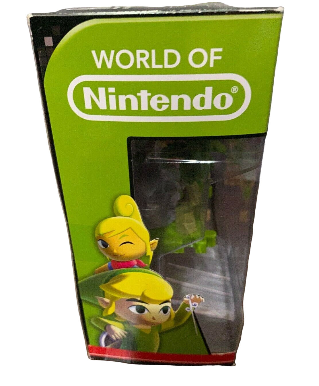 Nintendo figurine packaging with green and white design