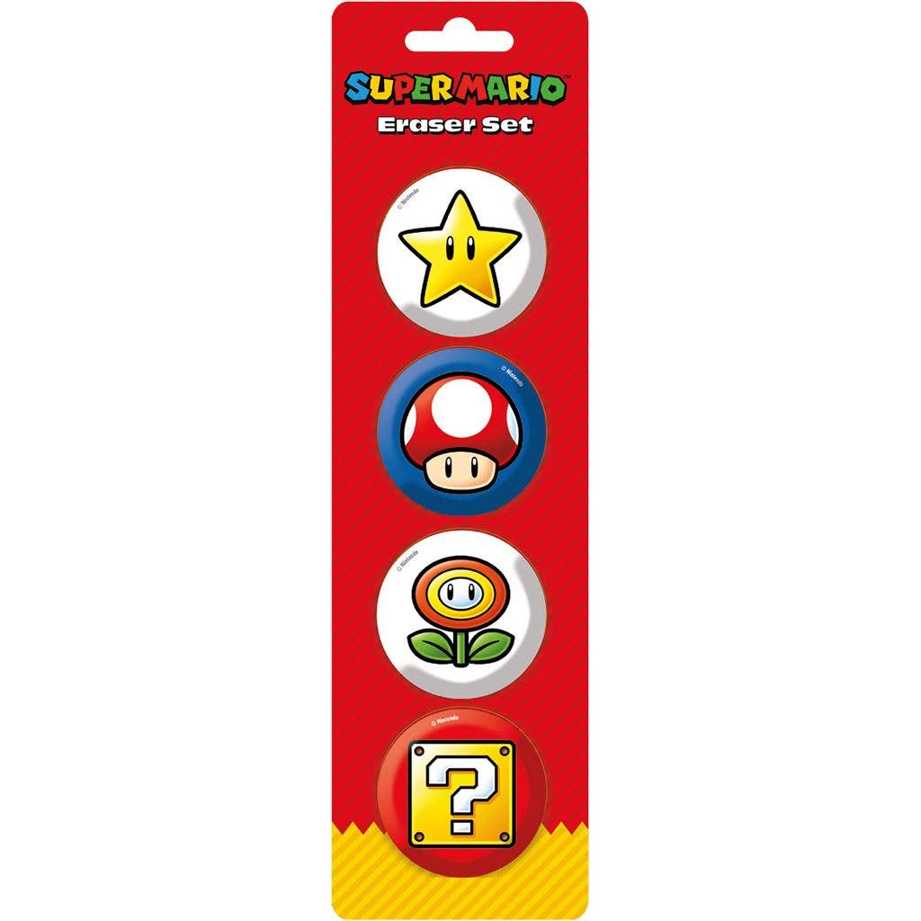 Super Mario Essential Items Licensed Eraser Set of 4