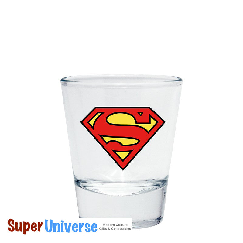 Ensemble de verres à liqueur avec emblèmes DC Comics Batman, Superman, Flash et Green Lantern