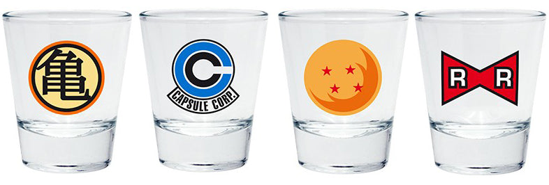 Ensemble de verres à liqueur avec emblèmes DC Comics Batman, Superman, Flash et Green Lantern