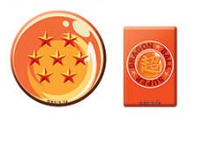 A Dragon Ball Z themed car air freshener or luggage tag set, featuring a round orange and yellow 5-star Dragon Ball ornament and a matching rectangular orange tag with a hanging loop.