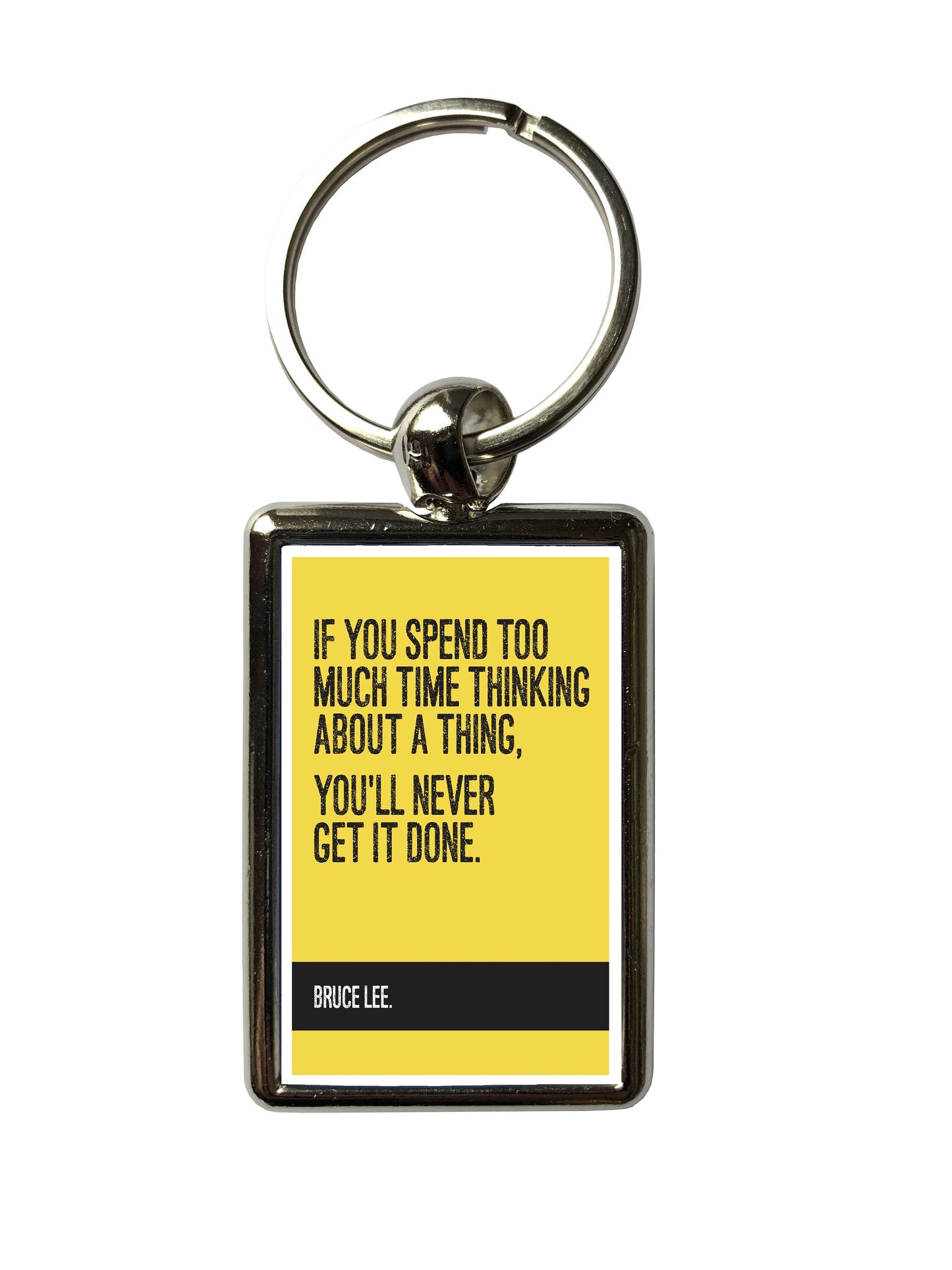 Bruce Lee Thinking About Time Quote Metal Keyring