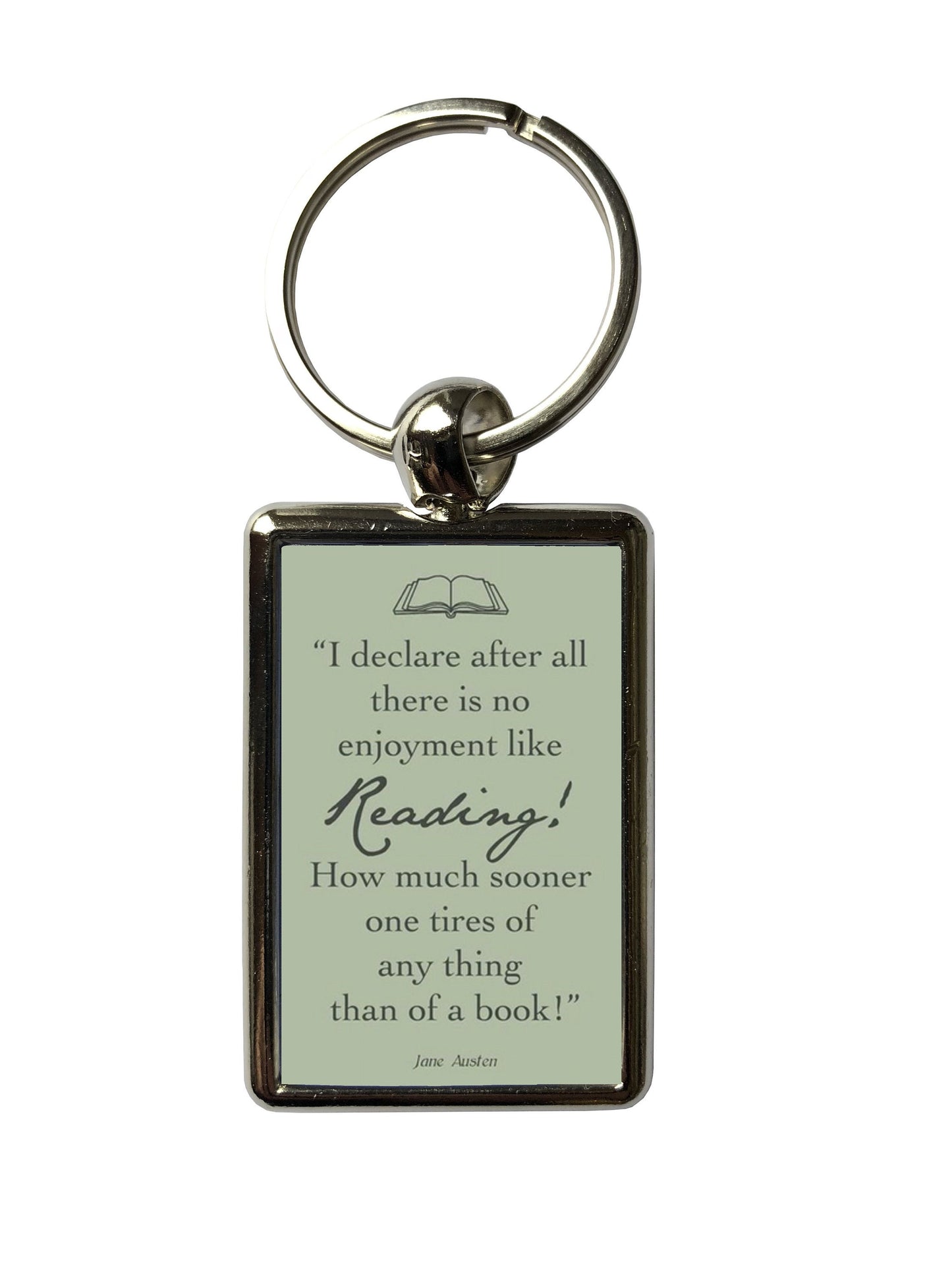 Jane Austen Reading Quote Metal Keyring