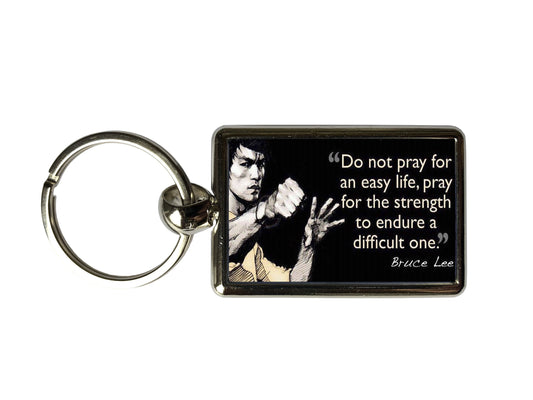 Bruce Lee Pray Quote Metal Keyring