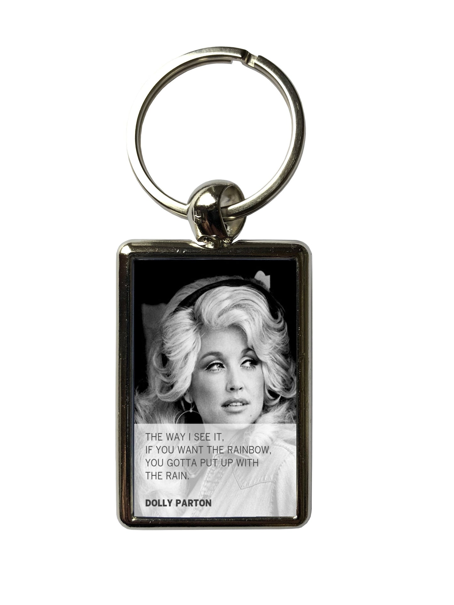 Dolly Parton Photo Rainbows Quote Metal Keyring