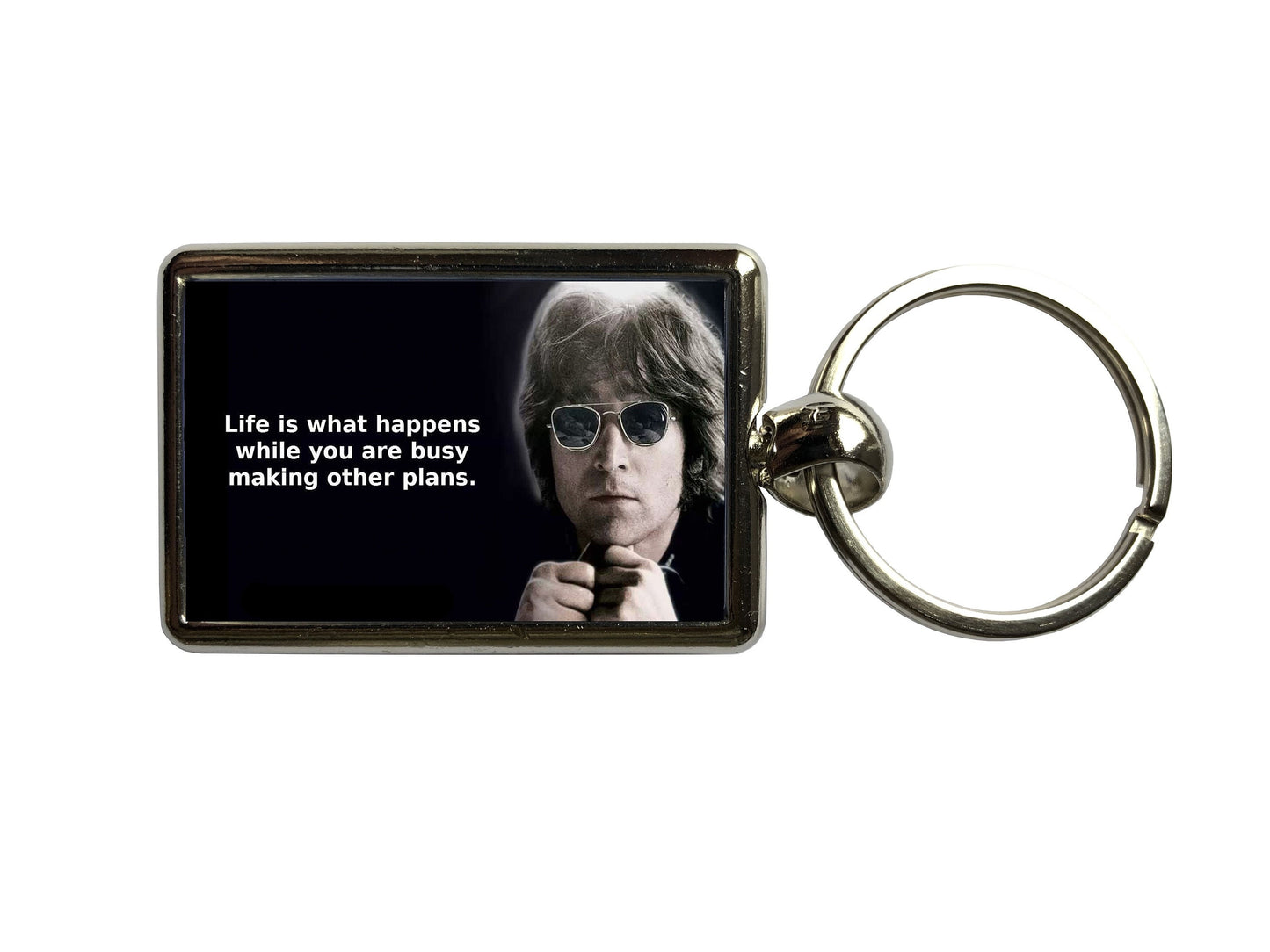 John Lennon Life Quote Metal Keyring