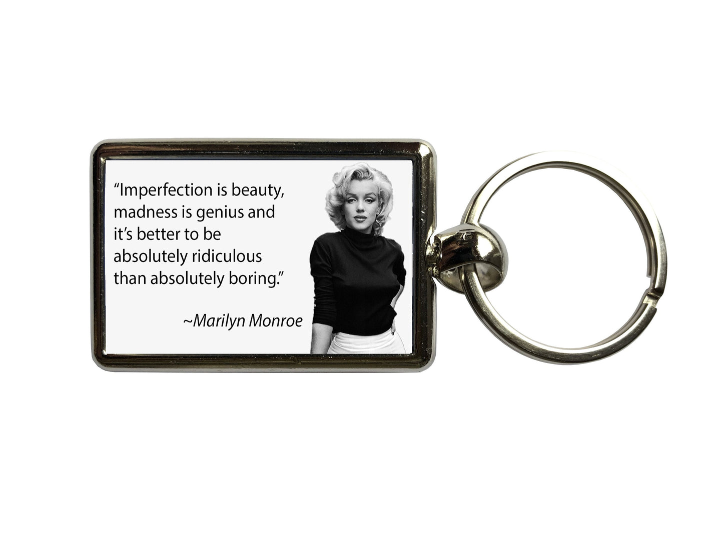 Marilyn Monroe Imperfection Is Beauty Quote Metal Keyring