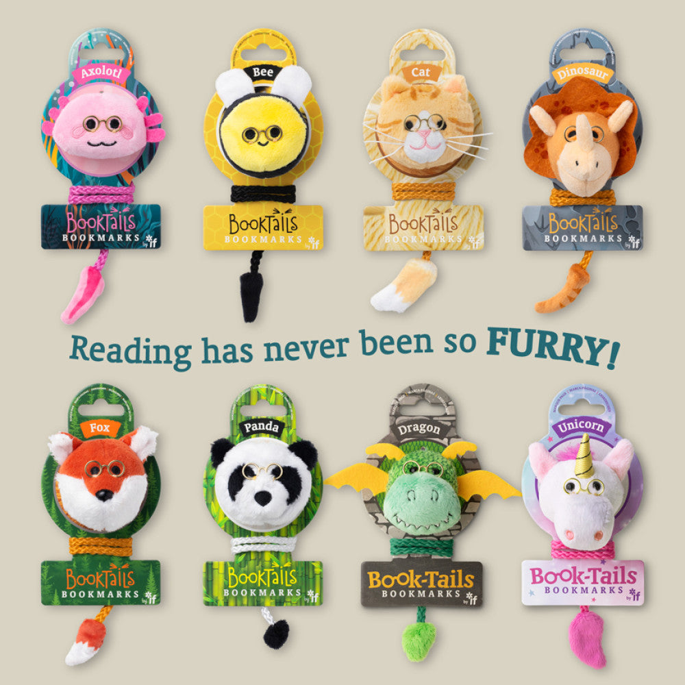 Book-Tails Animal Bookmarks for Kids | Plush Reading Companions with Glasses | Cute Furry Page Holders