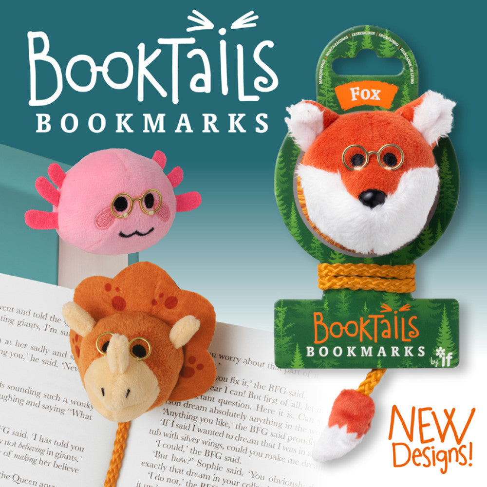 Book-Tails Animal Bookmarks for Kids | Plush Reading Companions with Glasses | Cute Furry Page Holders