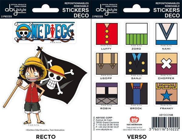 Autocollants One Piece Luffy et drapeaux