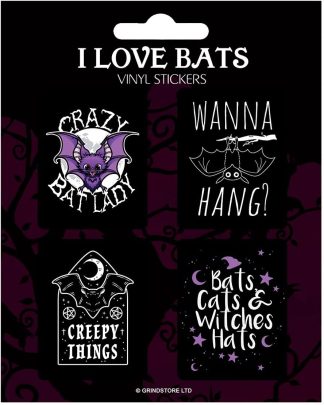 I Love Bats Themed x4 Vinyl Stickers
